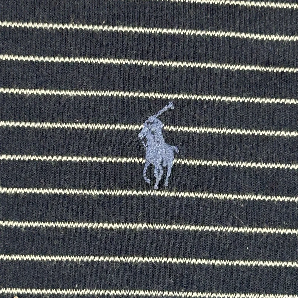 VTG 90's Polo Ralph Lauren Polo Shirt Men XL Navy Blue Striped Long Sleeve Rugby